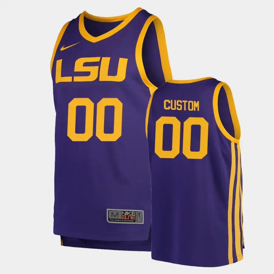 Men's LSU Tigers Custom #00 Replica Purple NCAA Football Jersey